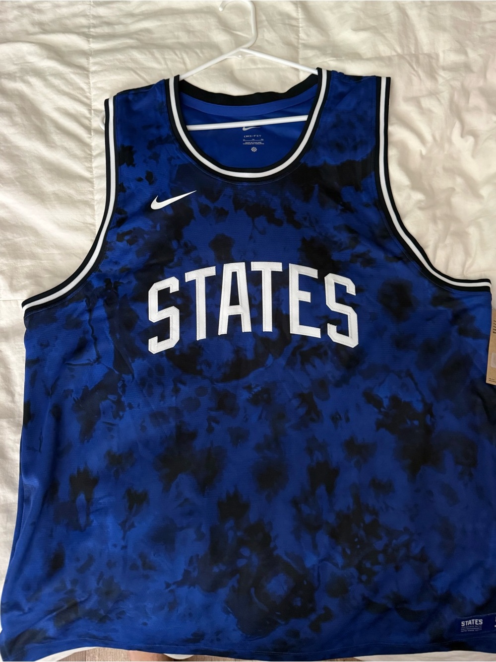 🇺🇸Nike Blue and Black Tie-Dye STATES Basketball Jersey